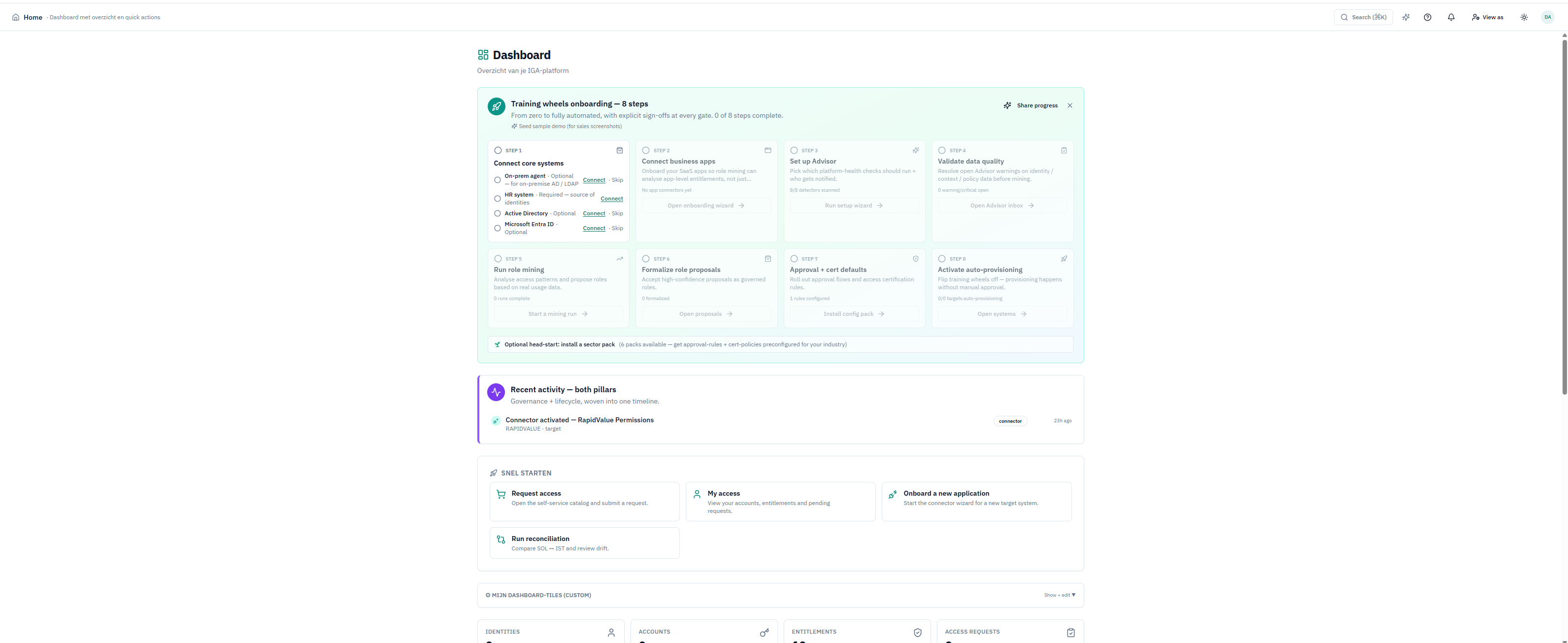Dashboard onboarding