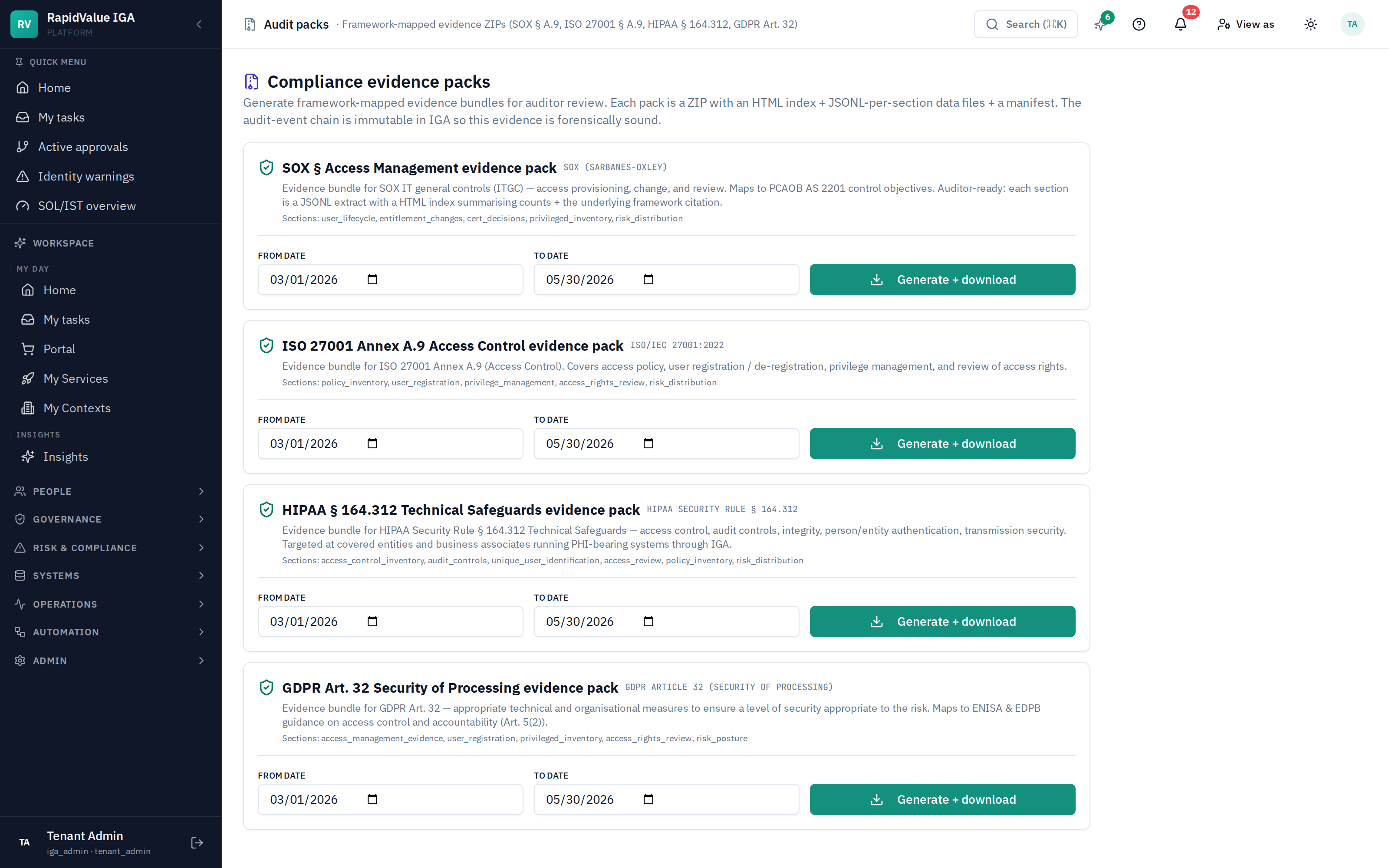 Audit packs