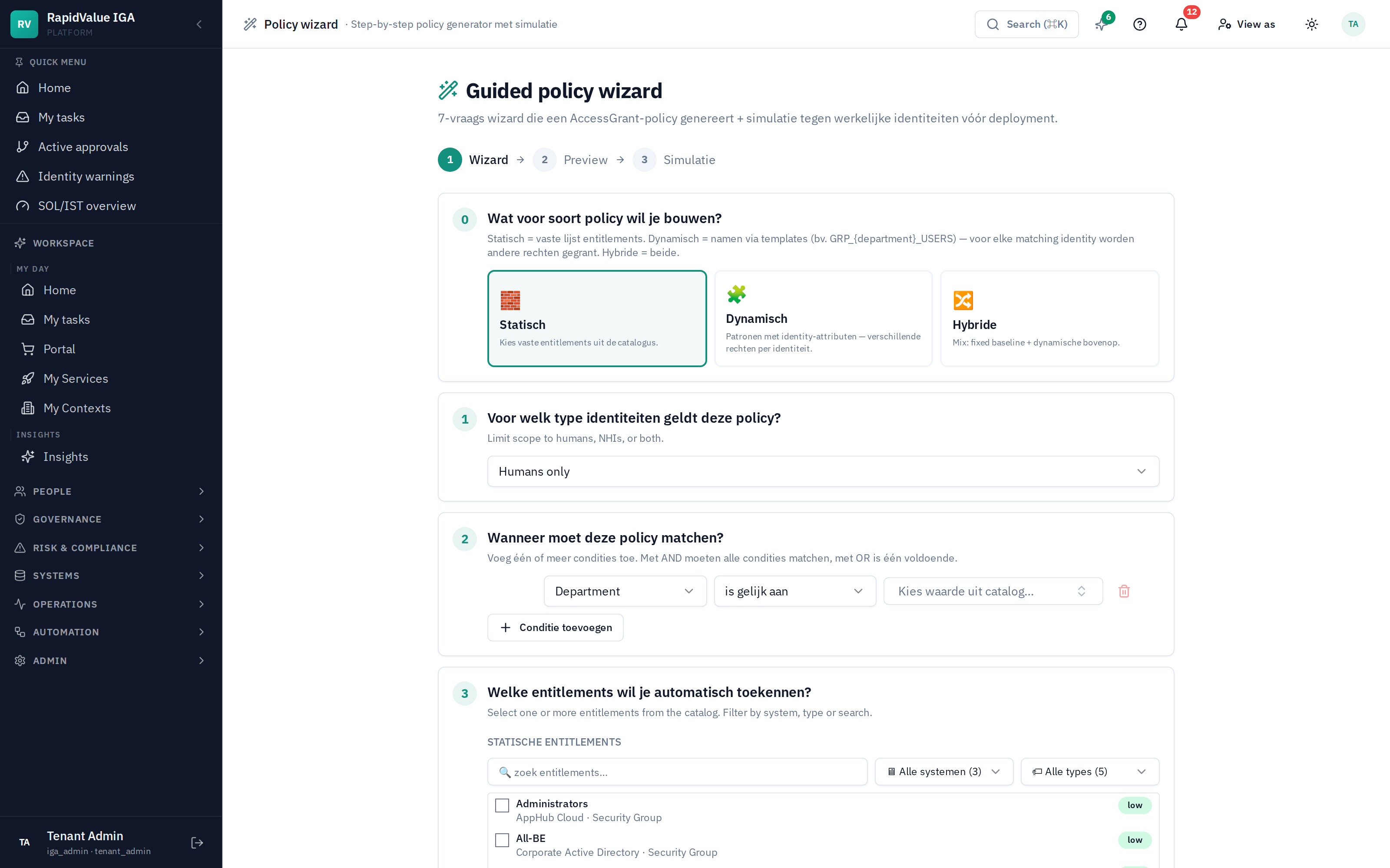 Policy wizard