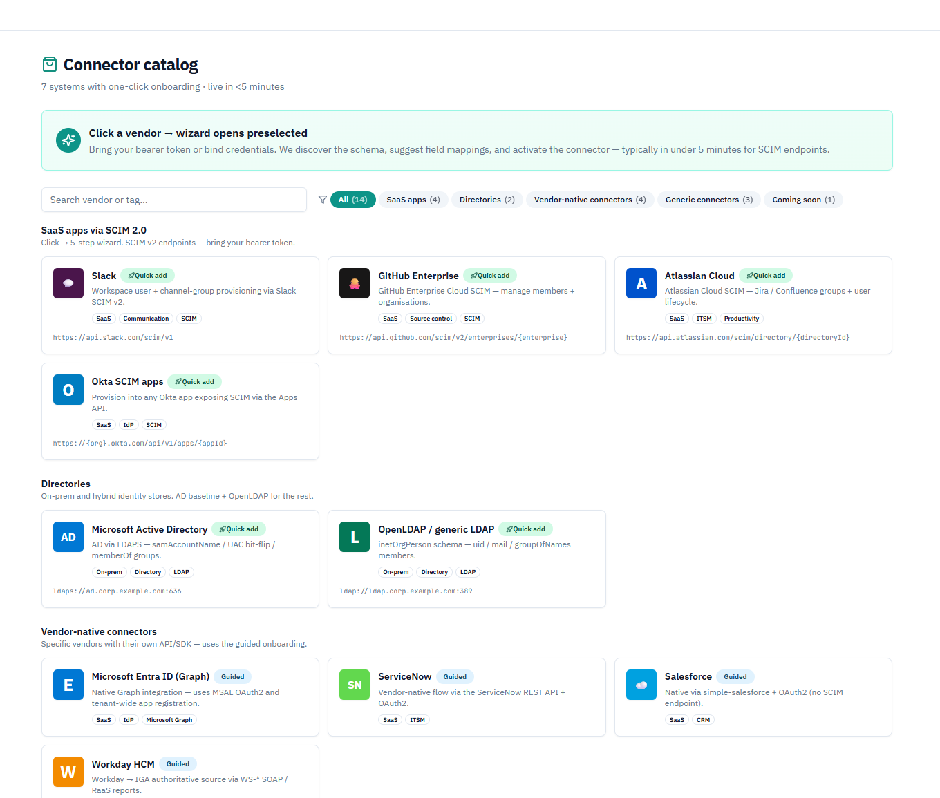 Connector catalog